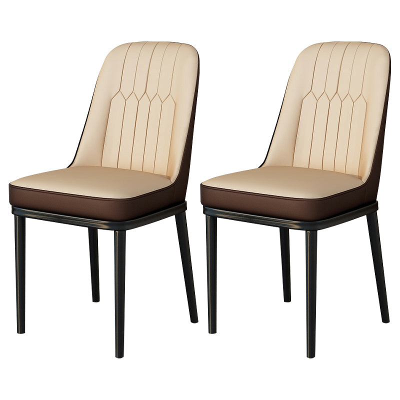 Scandinavian Style Metal Dining Chair Armless Parsons Dining Chair for Home Light Camel 2 Piece Set Clearhalo ' kitchen&dining_furn' 'Dining Chairs' 'Dining Tables & Seating' 'dining_chair' 'furn' 'furn_dining_chair' 'Furniture' 'furniture_dining_chair' 'Kitchen & Dining Furniture' 'kitchen' 3852262