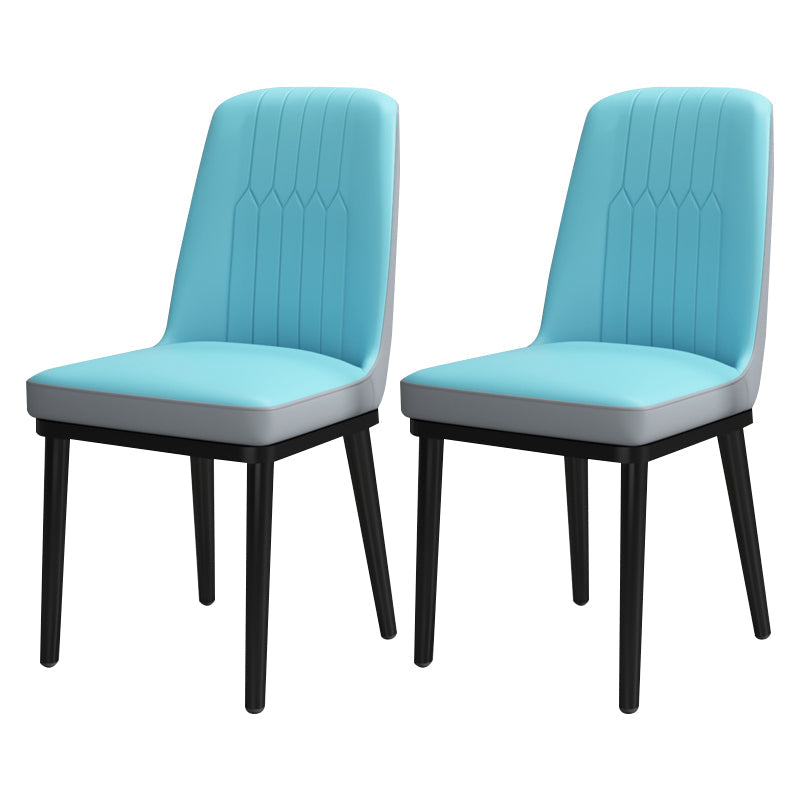 Scandinavian Style Metal Dining Chair Armless Parsons Dining Chair for Home Gray-Blue 2 Piece Set Clearhalo ' kitchen&dining_furn' 'Dining Chairs' 'Dining Tables & Seating' 'dining_chair' 'furn' 'furn_dining_chair' 'Furniture' 'furniture_dining_chair' 'Kitchen & Dining Furniture' 'kitchen' 3852273