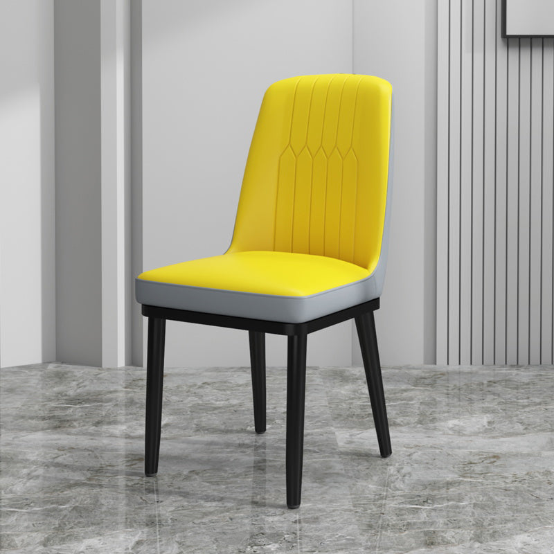 Scandinavian Style Metal Dining Chair Armless Parsons Dining Chair for Home Light Yellow 1 Piece Clearhalo ' kitchen&dining_furn' 'Dining Chairs' 'Dining Tables & Seating' 'dining_chair' 'furn' 'furn_dining_chair' 'Furniture' 'furniture_dining_chair' 'Kitchen & Dining Furniture' 'kitchen' 3852276
