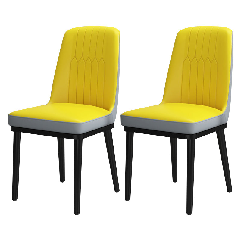 Scandinavian Style Metal Dining Chair Armless Parsons Dining Chair for Home Light Yellow 2 Piece Set Clearhalo ' kitchen&dining_furn' 'Dining Chairs' 'Dining Tables & Seating' 'dining_chair' 'furn' 'furn_dining_chair' 'Furniture' 'furniture_dining_chair' 'Kitchen & Dining Furniture' 'kitchen' 3852277