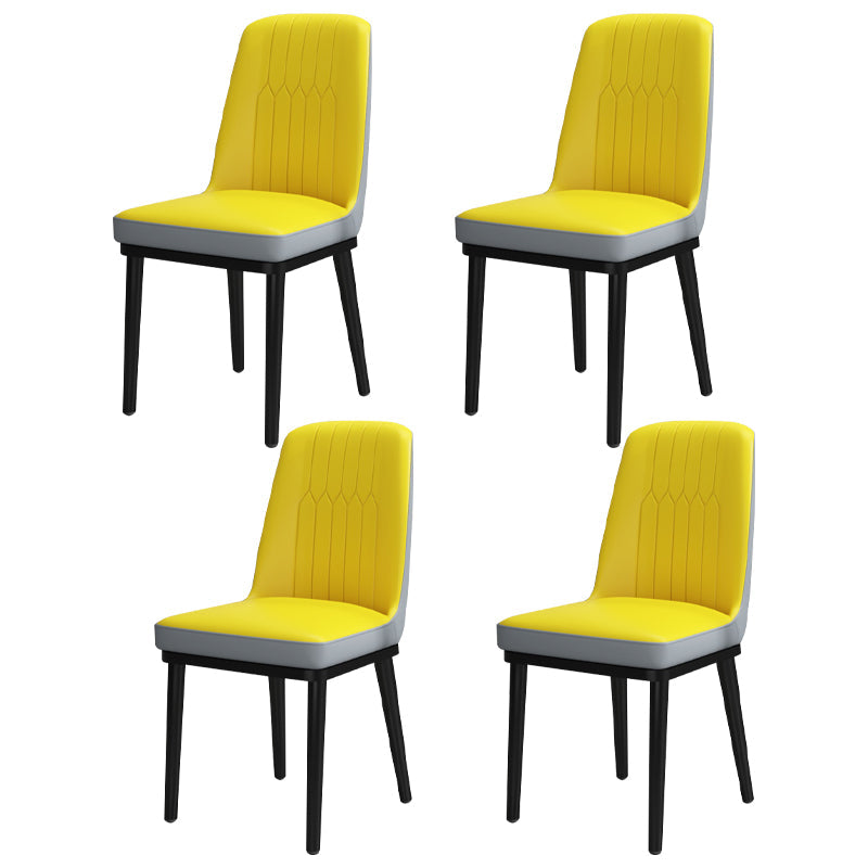 Scandinavian Style Metal Dining Chair Armless Parsons Dining Chair for Home Light Yellow 4 Piece Set Clearhalo ' kitchen&dining_furn' 'Dining Chairs' 'Dining Tables & Seating' 'dining_chair' 'furn' 'furn_dining_chair' 'Furniture' 'furniture_dining_chair' 'Kitchen & Dining Furniture' 'kitchen' 3852278