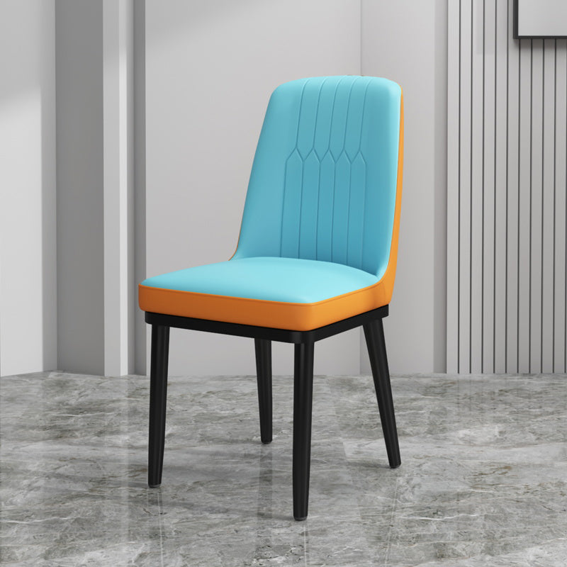Scandinavian Style Metal Dining Chair Armless Parsons Dining Chair for Home Blue-Orange 1 Piece Clearhalo ' kitchen&dining_furn' 'Dining Chairs' 'Dining Tables & Seating' 'dining_chair' 'furn' 'furn_dining_chair' 'Furniture' 'furniture_dining_chair' 'Kitchen & Dining Furniture' 'kitchen' 3852279
