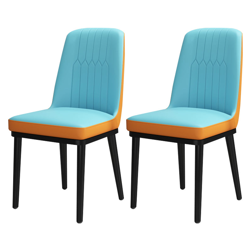 Scandinavian Style Metal Dining Chair Armless Parsons Dining Chair for Home Blue-Orange 2 Piece Set Clearhalo ' kitchen&dining_furn' 'Dining Chairs' 'Dining Tables & Seating' 'dining_chair' 'furn' 'furn_dining_chair' 'Furniture' 'furniture_dining_chair' 'Kitchen & Dining Furniture' 'kitchen' 3852280