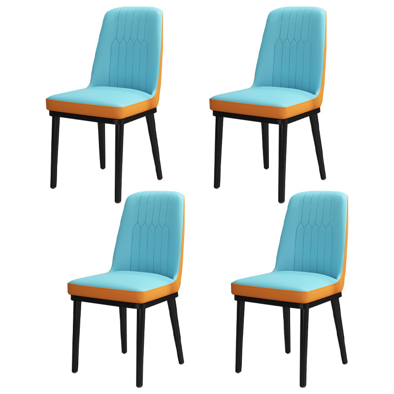 Scandinavian Style Metal Dining Chair Armless Parsons Dining Chair for Home Blue-Orange 4 Piece Set Clearhalo ' kitchen&dining_furn' 'Dining Chairs' 'Dining Tables & Seating' 'dining_chair' 'furn' 'furn_dining_chair' 'Furniture' 'furniture_dining_chair' 'Kitchen & Dining Furniture' 'kitchen' 3852281
