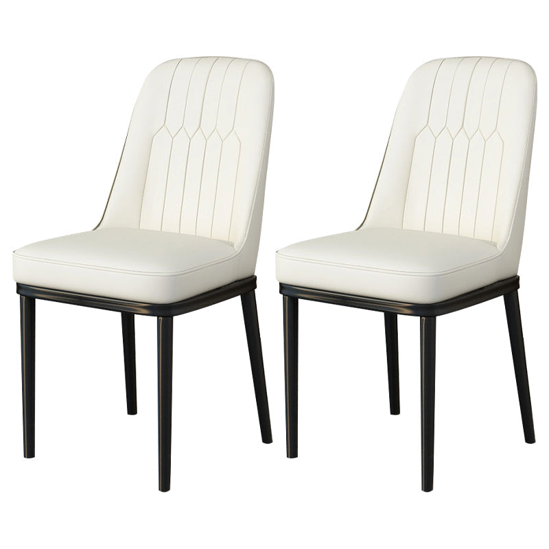 Scandinavian Style Metal Dining Chair Armless Parsons Dining Chair for Home White 2 Piece Set Clearhalo ' kitchen&dining_furn' 'Dining Chairs' 'Dining Tables & Seating' 'dining_chair' 'furn' 'furn_dining_chair' 'Furniture' 'furniture_dining_chair' 'Kitchen & Dining Furniture' 'kitchen' 3852283