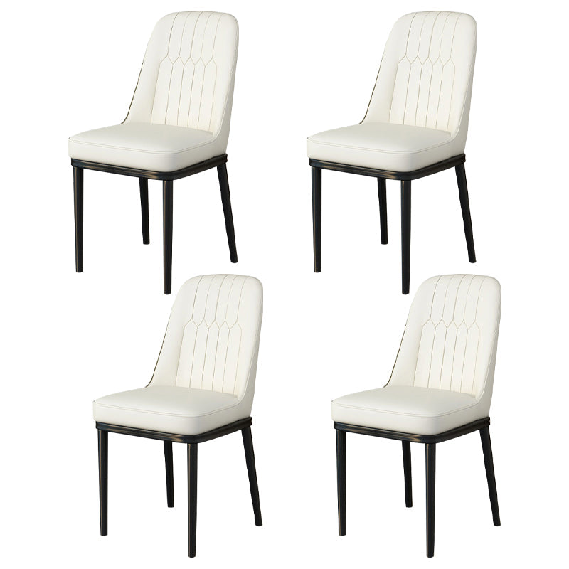 Scandinavian Style Metal Dining Chair Armless Parsons Dining Chair for Home White 4 Piece Set Clearhalo ' kitchen&dining_furn' 'Dining Chairs' 'Dining Tables & Seating' 'dining_chair' 'furn' 'furn_dining_chair' 'Furniture' 'furniture_dining_chair' 'Kitchen & Dining Furniture' 'kitchen' 3852284
