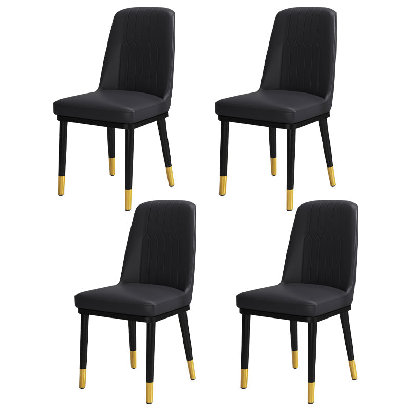 Scandinavian Style Metal Dining Chair Armless Parsons Dining Chair for Home Black 4 Piece Set Clearhalo ' kitchen&dining_furn' 'Dining Chairs' 'Dining Tables & Seating' 'dining_chair' 'furn' 'furn_dining_chair' 'Furniture' 'furniture_dining_chair' 'Kitchen & Dining Furniture' 'kitchen' 3852287