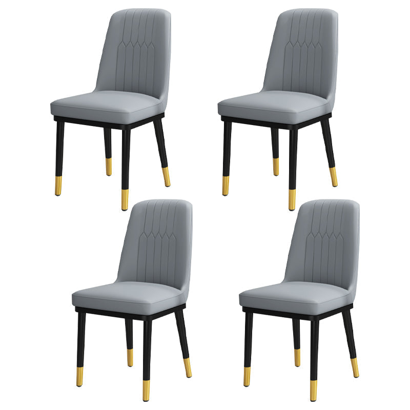 Scandinavian Style Metal Dining Chair Armless Parsons Dining Chair for Home Light Gray 4 Piece Set Clearhalo ' kitchen&dining_furn' 'Dining Chairs' 'Dining Tables & Seating' 'dining_chair' 'furn' 'furn_dining_chair' 'Furniture' 'furniture_dining_chair' 'Kitchen & Dining Furniture' 'kitchen' 3852290