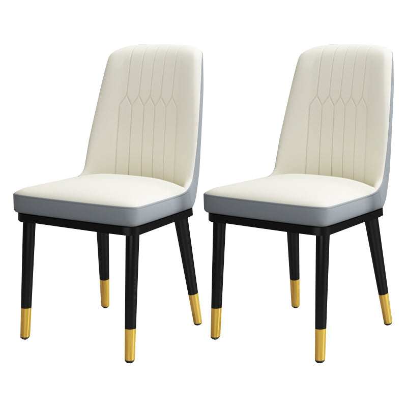 Scandinavian Style Metal Dining Chair Armless Parsons Dining Chair for Home White-Gray 2 Piece Set Clearhalo ' kitchen&dining_furn' 'Dining Chairs' 'Dining Tables & Seating' 'dining_chair' 'furn' 'furn_dining_chair' 'Furniture' 'furniture_dining_chair' 'Kitchen & Dining Furniture' 'kitchen' 3852295