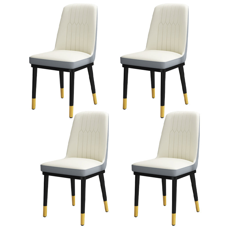 Scandinavian Style Metal Dining Chair Armless Parsons Dining Chair for Home White-Gray 4 Piece Set Clearhalo ' kitchen&dining_furn' 'Dining Chairs' 'Dining Tables & Seating' 'dining_chair' 'furn' 'furn_dining_chair' 'Furniture' 'furniture_dining_chair' 'Kitchen & Dining Furniture' 'kitchen' 3852296