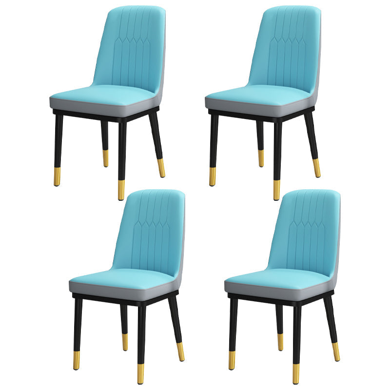 Scandinavian Style Metal Dining Chair Armless Parsons Dining Chair for Home Sky Blue 4 Piece Set Clearhalo ' kitchen&dining_furn' 'Dining Chairs' 'Dining Tables & Seating' 'dining_chair' 'furn' 'furn_dining_chair' 'Furniture' 'furniture_dining_chair' 'Kitchen & Dining Furniture' 'kitchen' 3852299