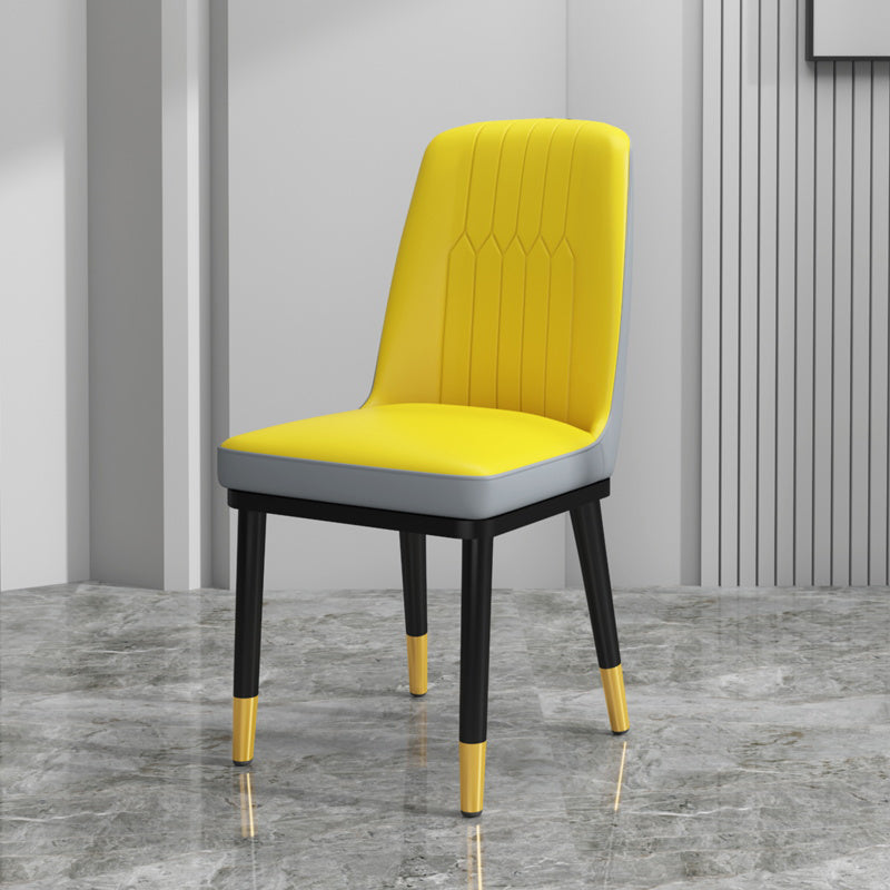 Scandinavian Style Metal Dining Chair Armless Parsons Dining Chair for Home Yellow-Gray 1 Piece Clearhalo ' kitchen&dining_furn' 'Dining Chairs' 'Dining Tables & Seating' 'dining_chair' 'furn' 'furn_dining_chair' 'Furniture' 'furniture_dining_chair' 'Kitchen & Dining Furniture' 'kitchen' 3852300