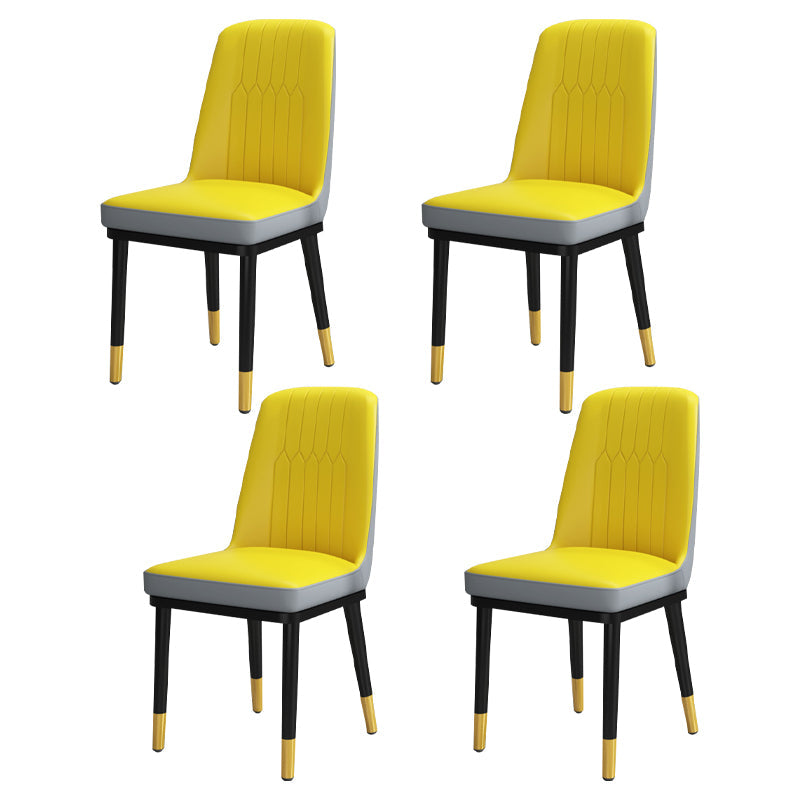 Scandinavian Style Metal Dining Chair Armless Parsons Dining Chair for Home Yellow-Gray 4 Piece Set Clearhalo ' kitchen&dining_furn' 'Dining Chairs' 'Dining Tables & Seating' 'dining_chair' 'furn' 'furn_dining_chair' 'Furniture' 'furniture_dining_chair' 'Kitchen & Dining Furniture' 'kitchen' 3852302
