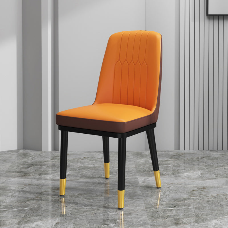 Scandinavian Style Metal Dining Chair Armless Parsons Dining Chair for Home Khaki-Orange 1 Piece Clearhalo ' kitchen&dining_furn' 'Dining Chairs' 'Dining Tables & Seating' 'dining_chair' 'furn' 'furn_dining_chair' 'Furniture' 'furniture_dining_chair' 'Kitchen & Dining Furniture' 'kitchen' 3852306