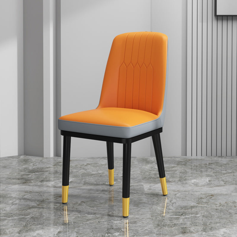 Scandinavian Style Metal Dining Chair Armless Parsons Dining Chair for Home Orange-Gray 1 Piece Clearhalo ' kitchen&dining_furn' 'Dining Chairs' 'Dining Tables & Seating' 'dining_chair' 'furn' 'furn_dining_chair' 'Furniture' 'furniture_dining_chair' 'Kitchen & Dining Furniture' 'kitchen' 3852309