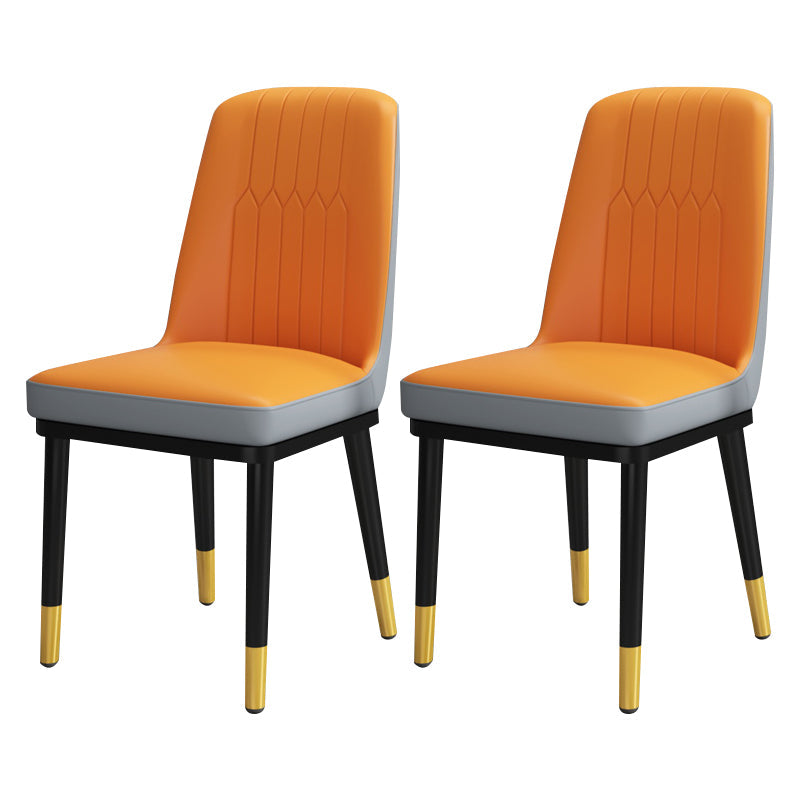 Scandinavian Style Metal Dining Chair Armless Parsons Dining Chair for Home Orange-Gray 2 Piece Set Clearhalo ' kitchen&dining_furn' 'Dining Chairs' 'Dining Tables & Seating' 'dining_chair' 'furn' 'furn_dining_chair' 'Furniture' 'furniture_dining_chair' 'Kitchen & Dining Furniture' 'kitchen' 3852310