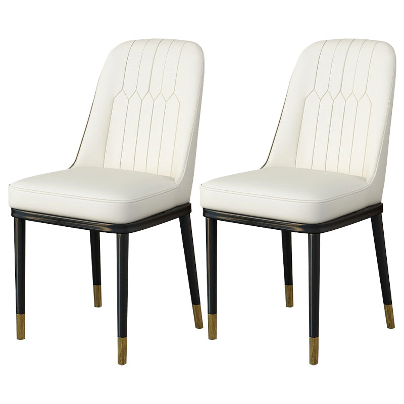 Scandinavian Style Metal Dining Chair Armless Parsons Dining Chair for Home Off-White 2 Piece Set Clearhalo ' kitchen&dining_furn' 'Dining Chairs' 'Dining Tables & Seating' 'dining_chair' 'furn' 'furn_dining_chair' 'Furniture' 'furniture_dining_chair' 'Kitchen & Dining Furniture' 'kitchen' 3852313