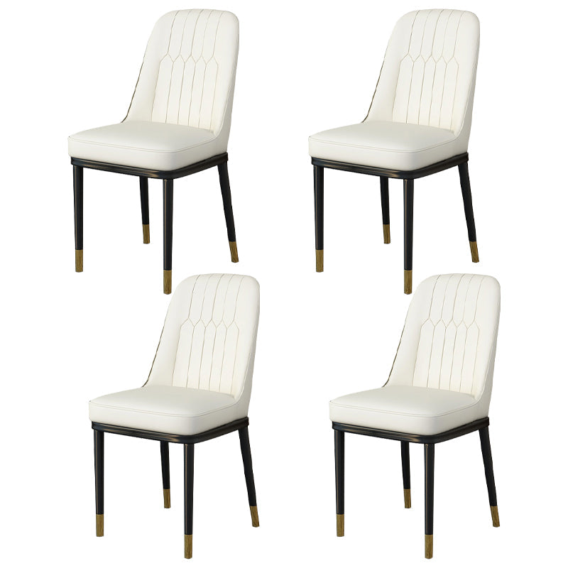 Scandinavian Style Metal Dining Chair Armless Parsons Dining Chair for Home Off-White 4 Piece Set Clearhalo ' kitchen&dining_furn' 'Dining Chairs' 'Dining Tables & Seating' 'dining_chair' 'furn' 'furn_dining_chair' 'Furniture' 'furniture_dining_chair' 'Kitchen & Dining Furniture' 'kitchen' 3852314