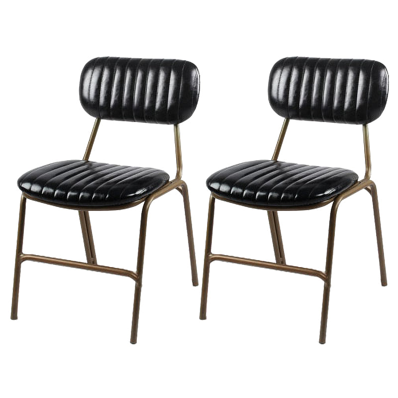 Industrial Style Leather Dining Side Chairs Open Back Dining Side Chair for Home Black 2 Piece Set Clearhalo ' kitchen&dining_furn' 'Dining Chairs' 'Dining Tables & Seating' 'dining_chair' 'furn' 'furn_dining_chair' 'Furniture' 'furniture_dining_chair' 'Kitchen & Dining Furniture' 'kitchen' 3852318
