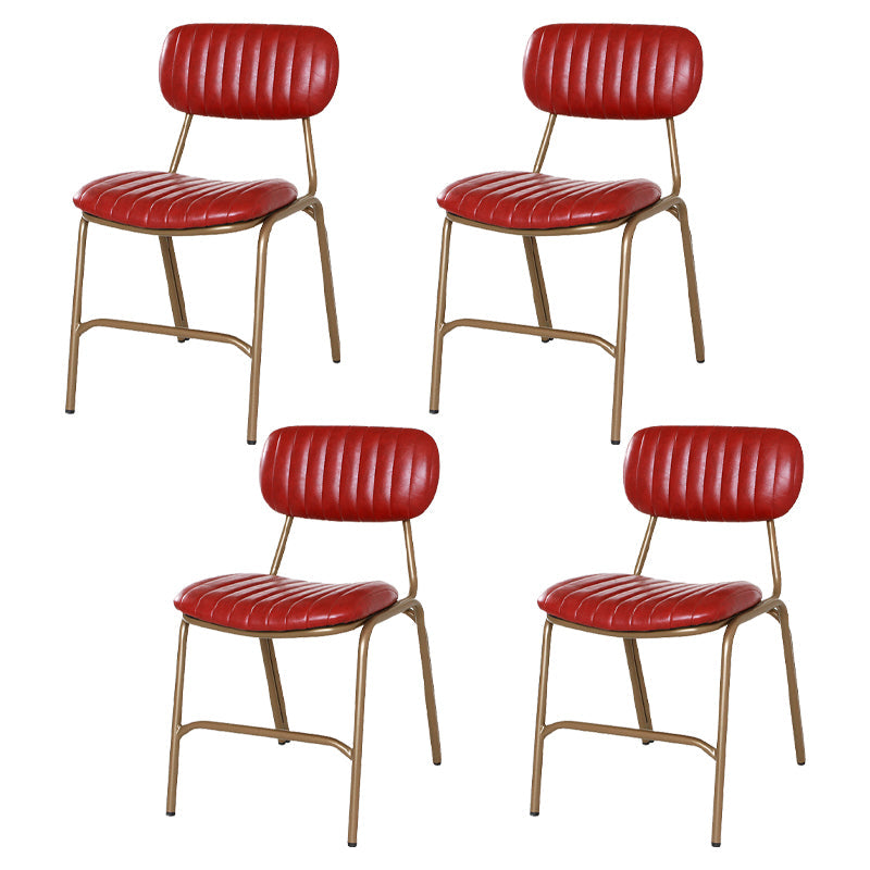 Industrial Style Leather Dining Side Chairs Open Back Dining Side Chair for Home Red 4 Piece Set Clearhalo ' kitchen&dining_furn' 'Dining Chairs' 'Dining Tables & Seating' 'dining_chair' 'furn' 'furn_dining_chair' 'Furniture' 'furniture_dining_chair' 'Kitchen & Dining Furniture' 'kitchen' 3852331