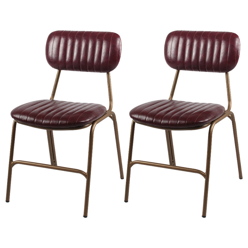 Industrial Style Leather Dining Side Chairs Open Back Dining Side Chair for Home Burgundy 2 Piece Set Clearhalo ' kitchen&dining_furn' 'Dining Chairs' 'Dining Tables & Seating' 'dining_chair' 'furn' 'furn_dining_chair' 'Furniture' 'furniture_dining_chair' 'Kitchen & Dining Furniture' 'kitchen' 3852335