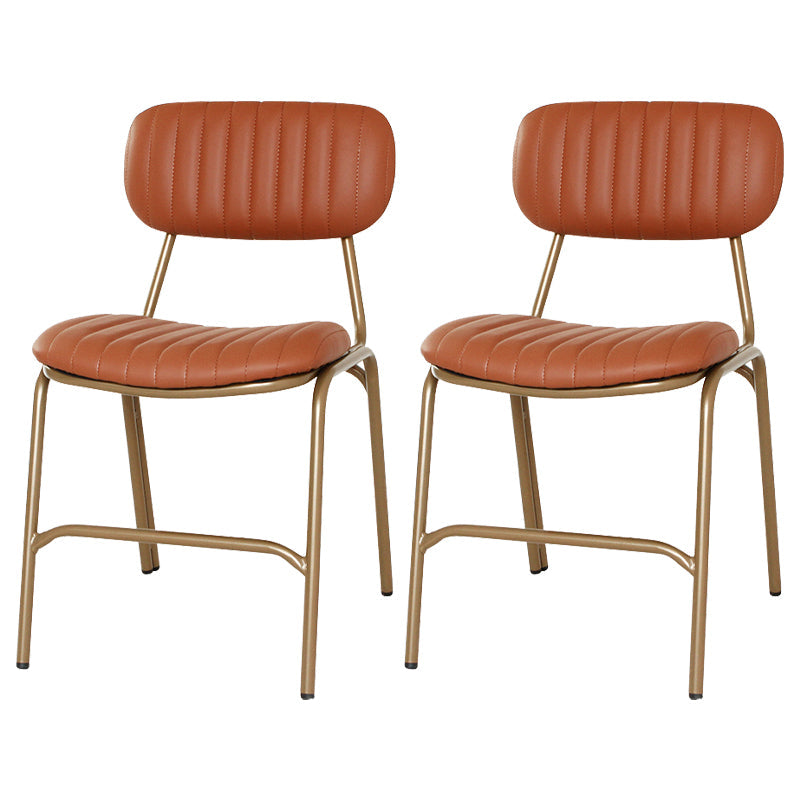 Industrial Style Leather Dining Side Chairs Open Back Dining Side Chair for Home Brick Red 2 Piece Set Clearhalo ' kitchen&dining_furn' 'Dining Chairs' 'Dining Tables & Seating' 'dining_chair' 'furn' 'furn_dining_chair' 'Furniture' 'furniture_dining_chair' 'Kitchen & Dining Furniture' 'kitchen' 3852340