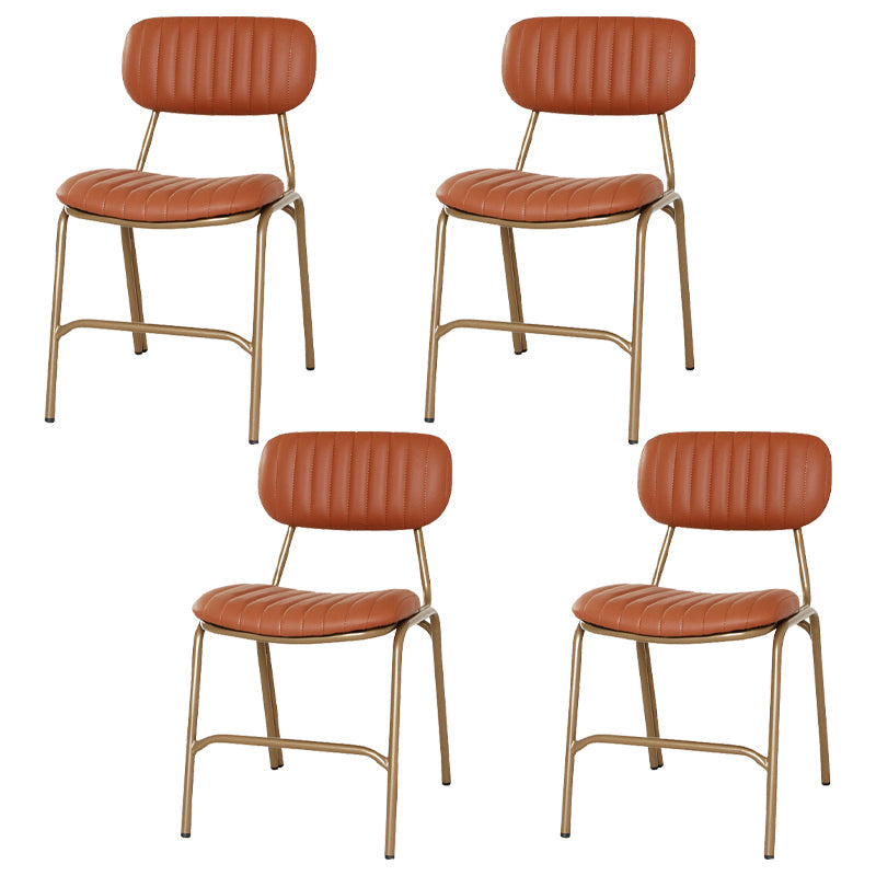 Industrial Style Leather Dining Side Chairs Open Back Dining Side Chair for Home Brick Red 4 Piece Set Clearhalo ' kitchen&dining_furn' 'Dining Chairs' 'Dining Tables & Seating' 'dining_chair' 'furn' 'furn_dining_chair' 'Furniture' 'furniture_dining_chair' 'Kitchen & Dining Furniture' 'kitchen' 3852341