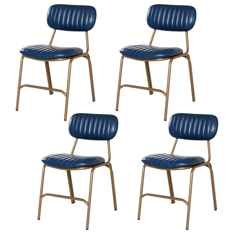 Industrial Style Leather Dining Side Chairs Open Back Dining Side Chair for Home Royal Blue 4 Piece Set Clearhalo ' kitchen&dining_furn' 'Dining Chairs' 'Dining Tables & Seating' 'dining_chair' 'furn' 'furn_dining_chair' 'Furniture' 'furniture_dining_chair' 'Kitchen & Dining Furniture' 'kitchen' 3852344