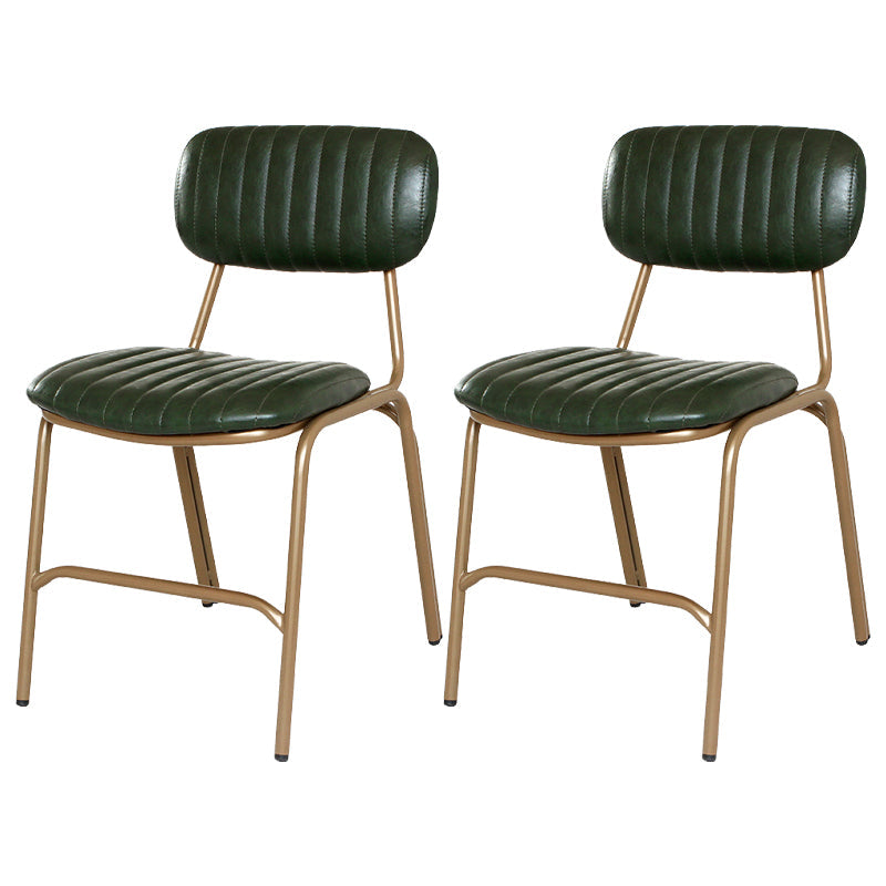 Industrial Style Leather Dining Side Chairs Open Back Dining Side Chair for Home Blackish Green 2 Piece Set Clearhalo ' kitchen&dining_furn' 'Dining Chairs' 'Dining Tables & Seating' 'dining_chair' 'furn' 'furn_dining_chair' 'Furniture' 'furniture_dining_chair' 'Kitchen & Dining Furniture' 'kitchen' 3852346