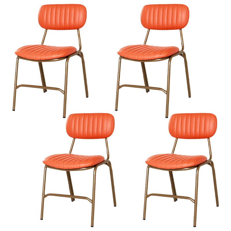 Industrial Style Leather Dining Side Chairs Open Back Dining Side Chair for Home Orange 4 Piece Set Clearhalo ' kitchen&dining_furn' 'Dining Chairs' 'Dining Tables & Seating' 'dining_chair' 'furn' 'furn_dining_chair' 'Furniture' 'furniture_dining_chair' 'Kitchen & Dining Furniture' 'kitchen' 3852350