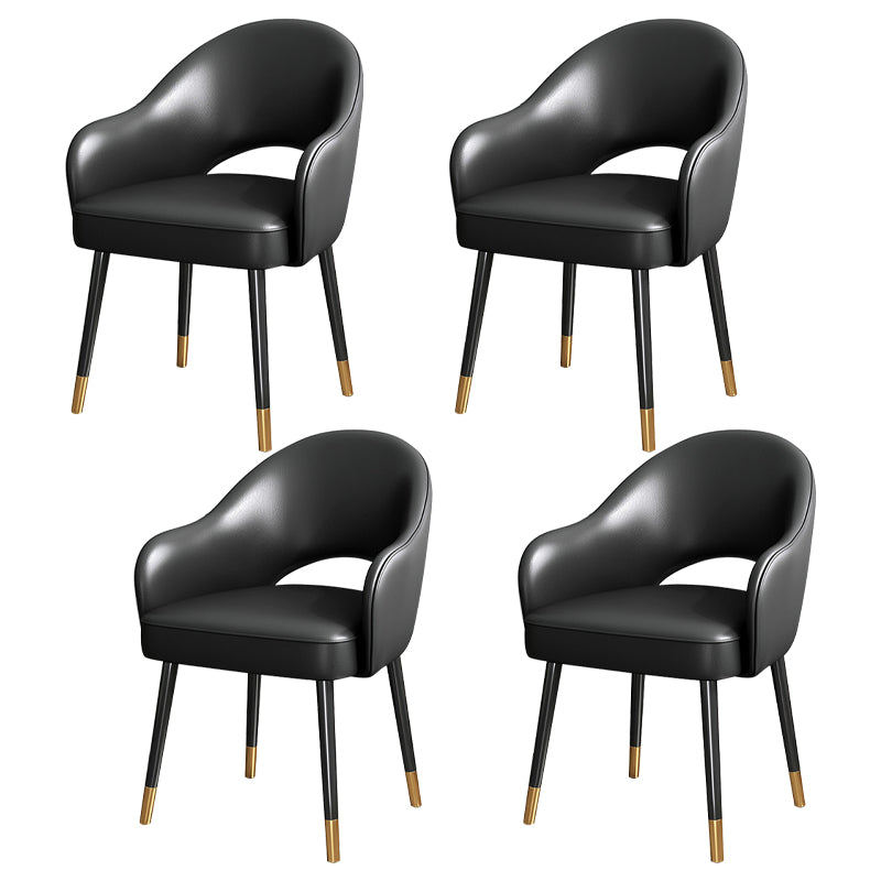 European Glam Style Metal Chairs Set Open Back Arm Dining Room Kitchen Chair Black 4 Piece Set Clearhalo ' kitchen&dining_furn' 'Dining Chairs' 'Dining Tables & Seating' 'dining_chair' 'furn' 'furn_dining_chair' 'Furniture' 'furniture_dining_chair' 'Kitchen & Dining Furniture' 'kitchen' 3852356