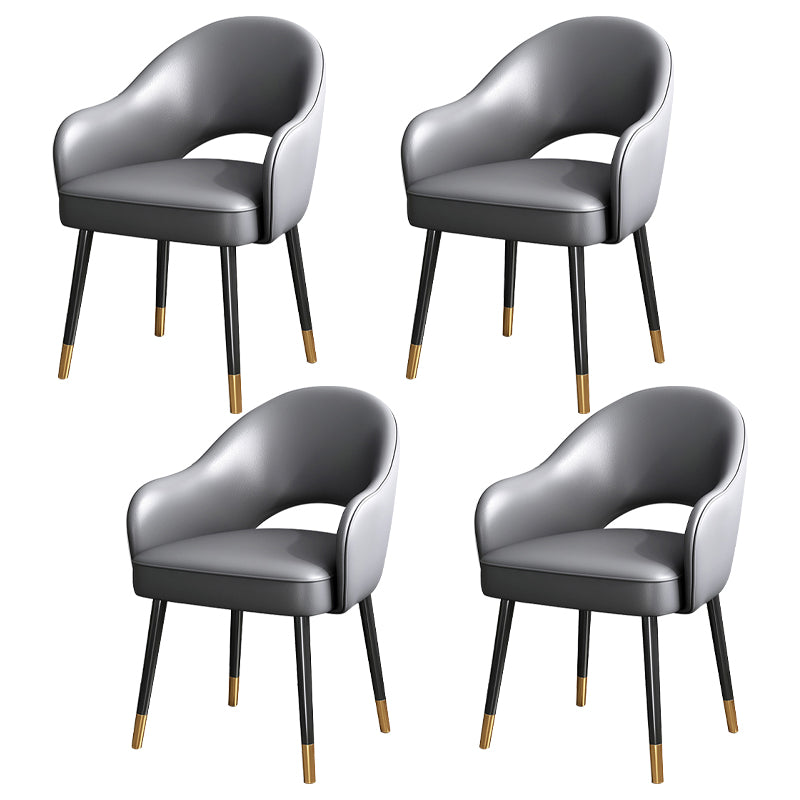 European Glam Style Metal Chairs Set Open Back Arm Dining Room Kitchen Chair Dark Gray 4 Piece Set Clearhalo ' kitchen&dining_furn' 'Dining Chairs' 'Dining Tables & Seating' 'dining_chair' 'furn' 'furn_dining_chair' 'Furniture' 'furniture_dining_chair' 'Kitchen & Dining Furniture' 'kitchen' 3852362