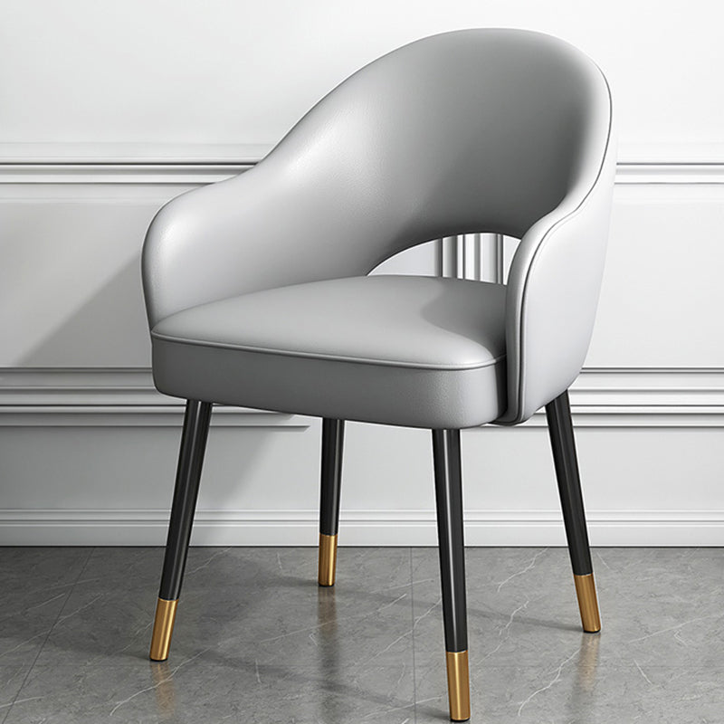 European Glam Style Metal Chairs Set Open Back Arm Dining Room Kitchen Chair Light Gray 1 Piece Clearhalo ' kitchen&dining_furn' 'Dining Chairs' 'Dining Tables & Seating' 'dining_chair' 'furn' 'furn_dining_chair' 'Furniture' 'furniture_dining_chair' 'Kitchen & Dining Furniture' 'kitchen' 3852364