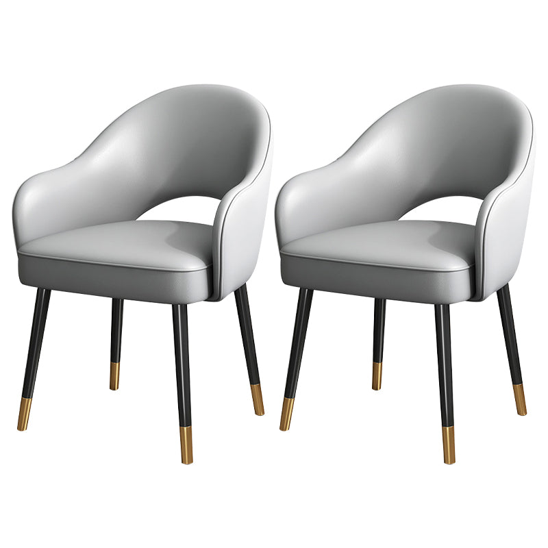 European Glam Style Metal Chairs Set Open Back Arm Dining Room Kitchen Chair Light Gray 2 Piece Set Clearhalo ' kitchen&dining_furn' 'Dining Chairs' 'Dining Tables & Seating' 'dining_chair' 'furn' 'furn_dining_chair' 'Furniture' 'furniture_dining_chair' 'Kitchen & Dining Furniture' 'kitchen' 3852365