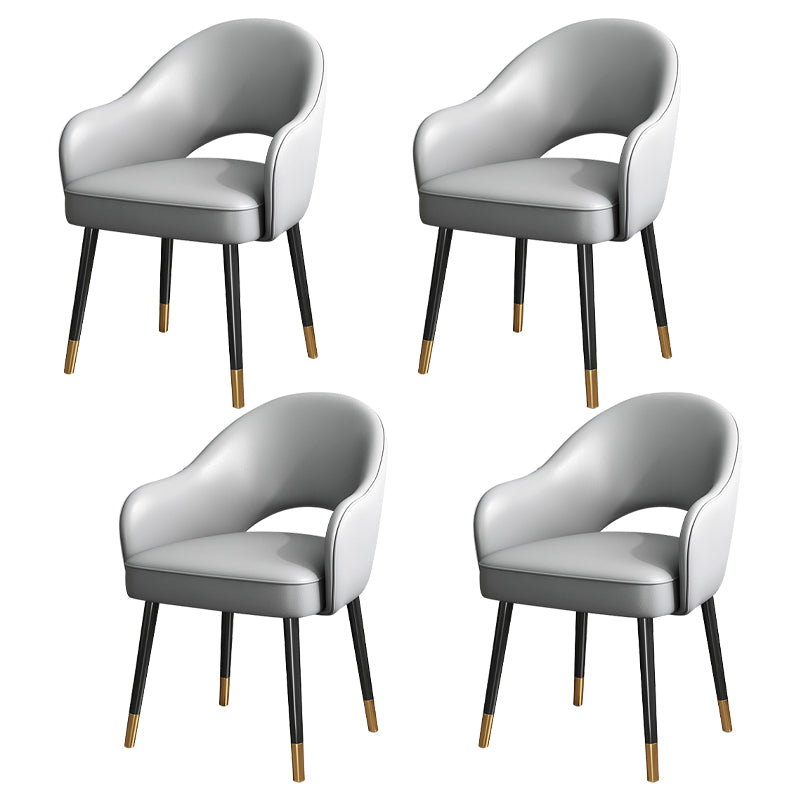European Glam Style Metal Chairs Set Open Back Arm Dining Room Kitchen Chair Light Gray 4 Piece Set Clearhalo ' kitchen&dining_furn' 'Dining Chairs' 'Dining Tables & Seating' 'dining_chair' 'furn' 'furn_dining_chair' 'Furniture' 'furniture_dining_chair' 'Kitchen & Dining Furniture' 'kitchen' 3852367