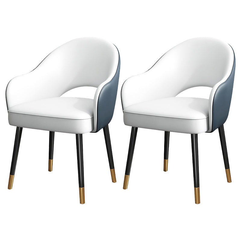 European Glam Style Metal Chairs Set Open Back Arm Dining Room Kitchen Chair Blue-White 2 Piece Set Clearhalo ' kitchen&dining_furn' 'Dining Chairs' 'Dining Tables & Seating' 'dining_chair' 'furn' 'furn_dining_chair' 'Furniture' 'furniture_dining_chair' 'Kitchen & Dining Furniture' 'kitchen' 3852376