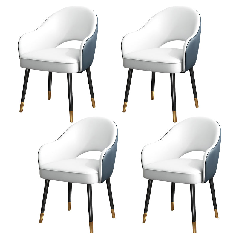 European Glam Style Metal Chairs Set Open Back Arm Dining Room Kitchen Chair Blue-White 4 Piece Set Clearhalo ' kitchen&dining_furn' 'Dining Chairs' 'Dining Tables & Seating' 'dining_chair' 'furn' 'furn_dining_chair' 'Furniture' 'furniture_dining_chair' 'Kitchen & Dining Furniture' 'kitchen' 3852377