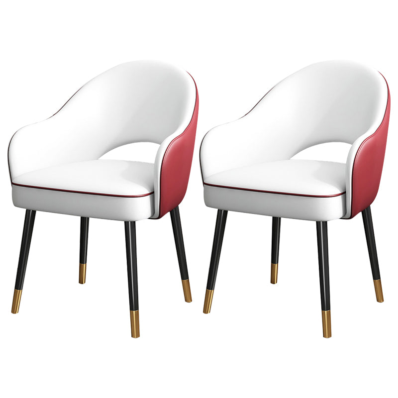 European Glam Style Metal Chairs Set Open Back Arm Dining Room Kitchen Chair Red-White 2 Piece Set Clearhalo ' kitchen&dining_furn' 'Dining Chairs' 'Dining Tables & Seating' 'dining_chair' 'furn' 'furn_dining_chair' 'Furniture' 'furniture_dining_chair' 'Kitchen & Dining Furniture' 'kitchen' 3852382