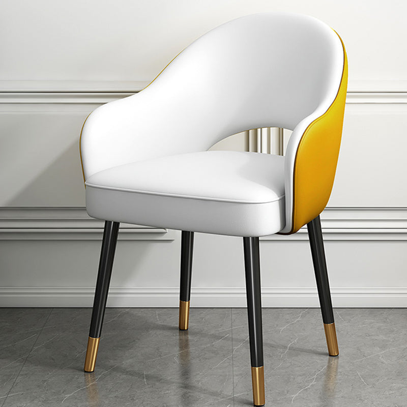European Glam Style Metal Chairs Set Open Back Arm Dining Room Kitchen Chair Yellow White 1 Piece Clearhalo ' kitchen&dining_furn' 'Dining Chairs' 'Dining Tables & Seating' 'dining_chair' 'furn' 'furn_dining_chair' 'Furniture' 'furniture_dining_chair' 'Kitchen & Dining Furniture' 'kitchen' 3852384