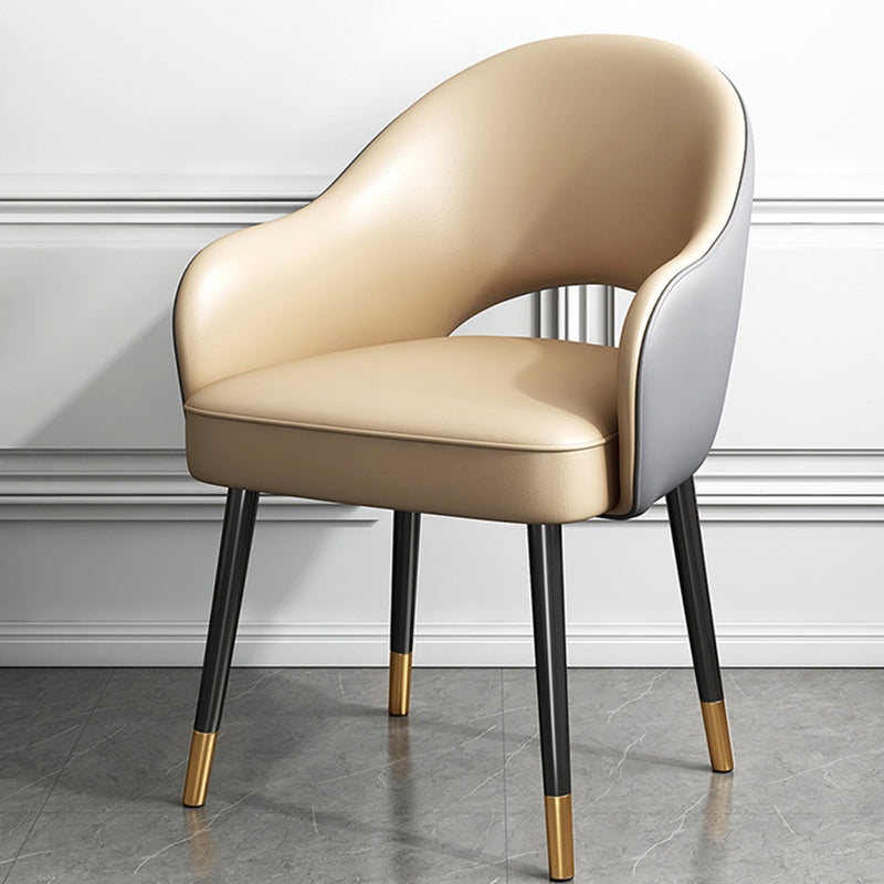 European Glam Style Metal Chairs Set Open Back Arm Dining Room Kitchen Chair Gray-Khaki 1 Piece Clearhalo ' kitchen&dining_furn' 'Dining Chairs' 'Dining Tables & Seating' 'dining_chair' 'furn' 'furn_dining_chair' 'Furniture' 'furniture_dining_chair' 'Kitchen & Dining Furniture' 'kitchen' 3852387