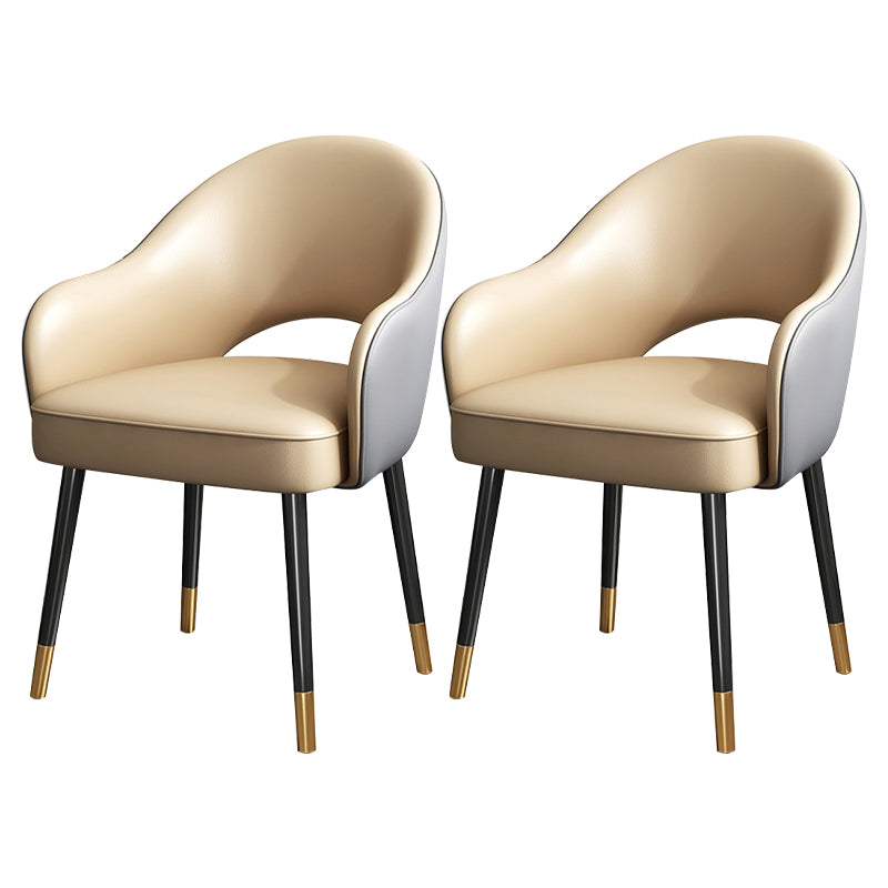 European Glam Style Metal Chairs Set Open Back Arm Dining Room Kitchen Chair Gray-Khaki 2 Piece Set Clearhalo ' kitchen&dining_furn' 'Dining Chairs' 'Dining Tables & Seating' 'dining_chair' 'furn' 'furn_dining_chair' 'Furniture' 'furniture_dining_chair' 'Kitchen & Dining Furniture' 'kitchen' 3852388