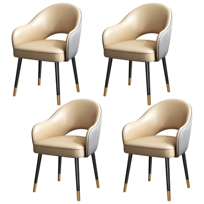 European Glam Style Metal Chairs Set Open Back Arm Dining Room Kitchen Chair Gray-Khaki 4 Piece Set Clearhalo ' kitchen&dining_furn' 'Dining Chairs' 'Dining Tables & Seating' 'dining_chair' 'furn' 'furn_dining_chair' 'Furniture' 'furniture_dining_chair' 'Kitchen & Dining Furniture' 'kitchen' 3852389