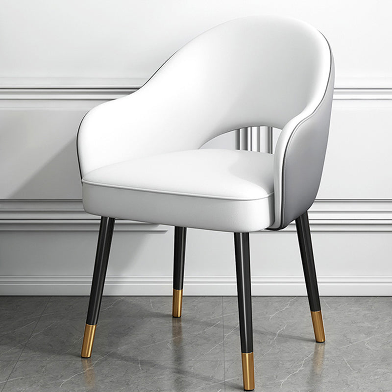 European Glam Style Metal Chairs Set Open Back Arm Dining Room Kitchen Chair Dark Gray-White 1 Piece Clearhalo ' kitchen&dining_furn' 'Dining Chairs' 'Dining Tables & Seating' 'dining_chair' 'furn' 'furn_dining_chair' 'Furniture' 'furniture_dining_chair' 'Kitchen & Dining Furniture' 'kitchen' 3852390