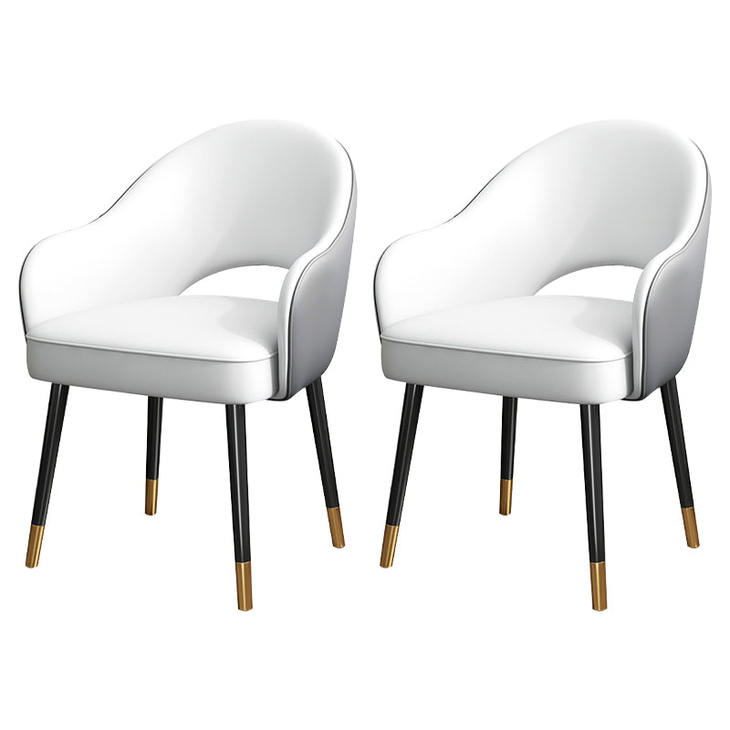 European Glam Style Metal Chairs Set Open Back Arm Dining Room Kitchen Chair Dark Gray-White 2 Piece Set Clearhalo ' kitchen&dining_furn' 'Dining Chairs' 'Dining Tables & Seating' 'dining_chair' 'furn' 'furn_dining_chair' 'Furniture' 'furniture_dining_chair' 'Kitchen & Dining Furniture' 'kitchen' 3852391