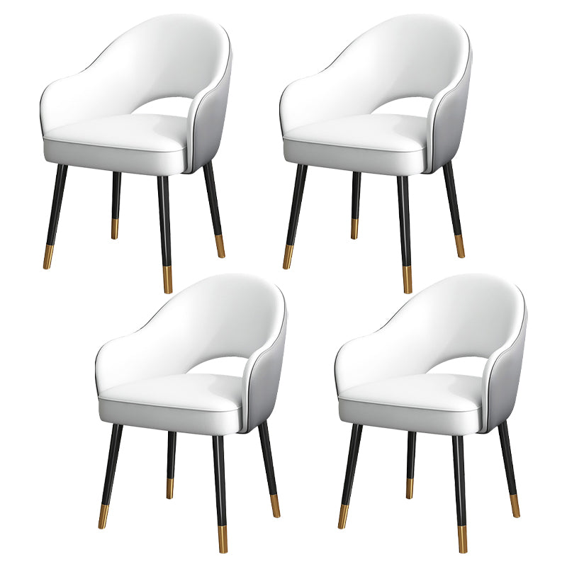 European Glam Style Metal Chairs Set Open Back Arm Dining Room Kitchen Chair Dark Gray-White 4 Piece Set Clearhalo ' kitchen&dining_furn' 'Dining Chairs' 'Dining Tables & Seating' 'dining_chair' 'furn' 'furn_dining_chair' 'Furniture' 'furniture_dining_chair' 'Kitchen & Dining Furniture' 'kitchen' 3852392