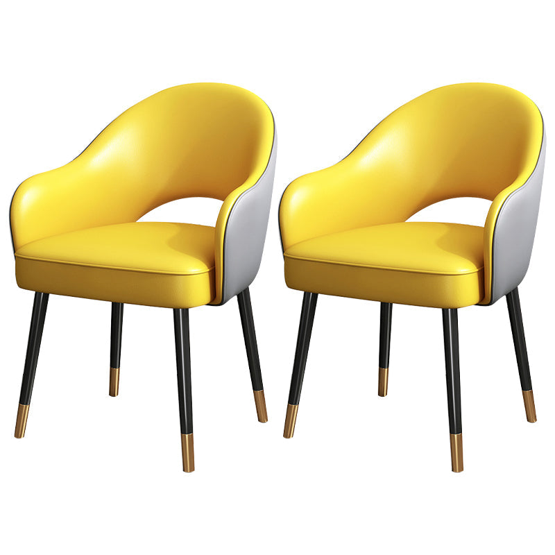 European Glam Style Metal Chairs Set Open Back Arm Dining Room Kitchen Chair Yellow-Gray 2 Piece Set Clearhalo ' kitchen&dining_furn' 'Dining Chairs' 'Dining Tables & Seating' 'dining_chair' 'furn' 'furn_dining_chair' 'Furniture' 'furniture_dining_chair' 'Kitchen & Dining Furniture' 'kitchen' 3852394