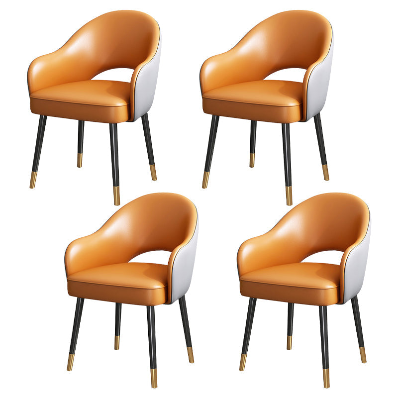European Glam Style Metal Chairs Set Open Back Arm Dining Room Kitchen Chair Orange-Gray 4 Piece Set Clearhalo ' kitchen&dining_furn' 'Dining Chairs' 'Dining Tables & Seating' 'dining_chair' 'furn' 'furn_dining_chair' 'Furniture' 'furniture_dining_chair' 'Kitchen & Dining Furniture' 'kitchen' 3852398