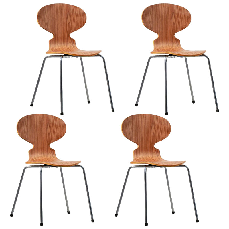 Modern Style Solid Wood Dining Side Chairs Solid Back Armless Chair for Home Use Walnut 4 Piece Set Clearhalo ' kitchen&dining_furn' 'Dining Chairs' 'Dining Tables & Seating' 'dining_chair' 'furn' 'furn_dining_chair' 'Furniture' 'furniture_dining_chair' 'Kitchen & Dining Furniture' 'kitchen' 3852414