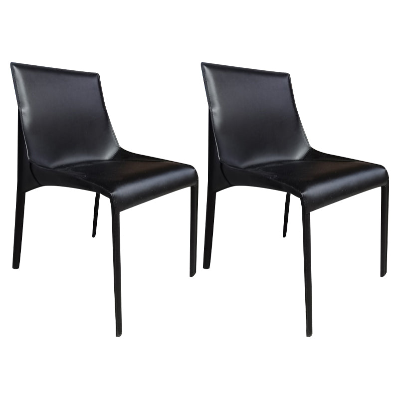 Designer Style Home Leather Chair Matte Finish Parsons Dining Side Chair Black 2 Piece Set Clearhalo ' kitchen&dining_furn' 'Dining Chairs' 'Dining Tables & Seating' 'dining_chair' 'furn' 'furn_dining_chair' 'Furniture' 'furniture_dining_chair' 'Kitchen & Dining Furniture' 'kitchen' 3852417