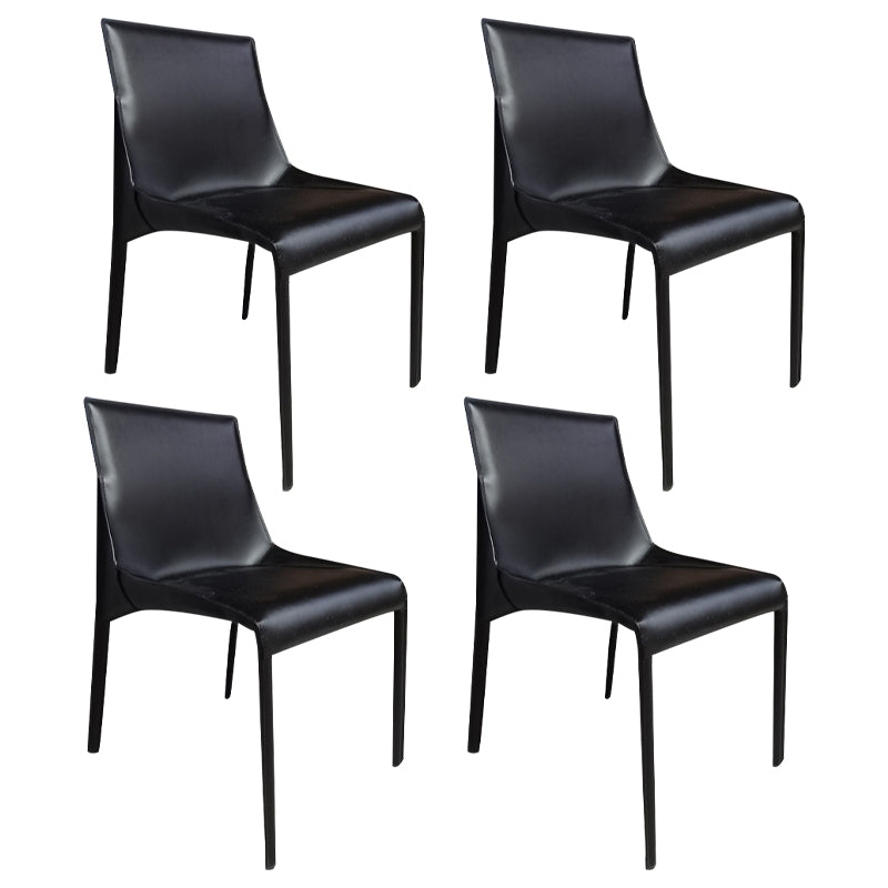 Designer Style Home Leather Chair Matte Finish Parsons Dining Side Chair Black 4 Piece Set Clearhalo ' kitchen&dining_furn' 'Dining Chairs' 'Dining Tables & Seating' 'dining_chair' 'furn' 'furn_dining_chair' 'Furniture' 'furniture_dining_chair' 'Kitchen & Dining Furniture' 'kitchen' 3852419
